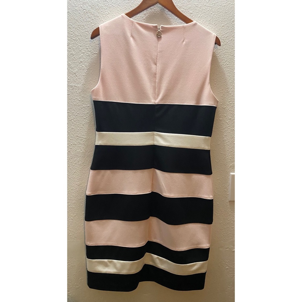 Tommy Hilfiger Women's Pink Black White Striped Sleeveless Sheath Dress Size 12 - Picture 2 of 10
